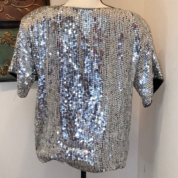 Joseph Le Bon Silk Sequin pearls. showstopper Blouse.Size Small vintage - Picture 5 of 10
